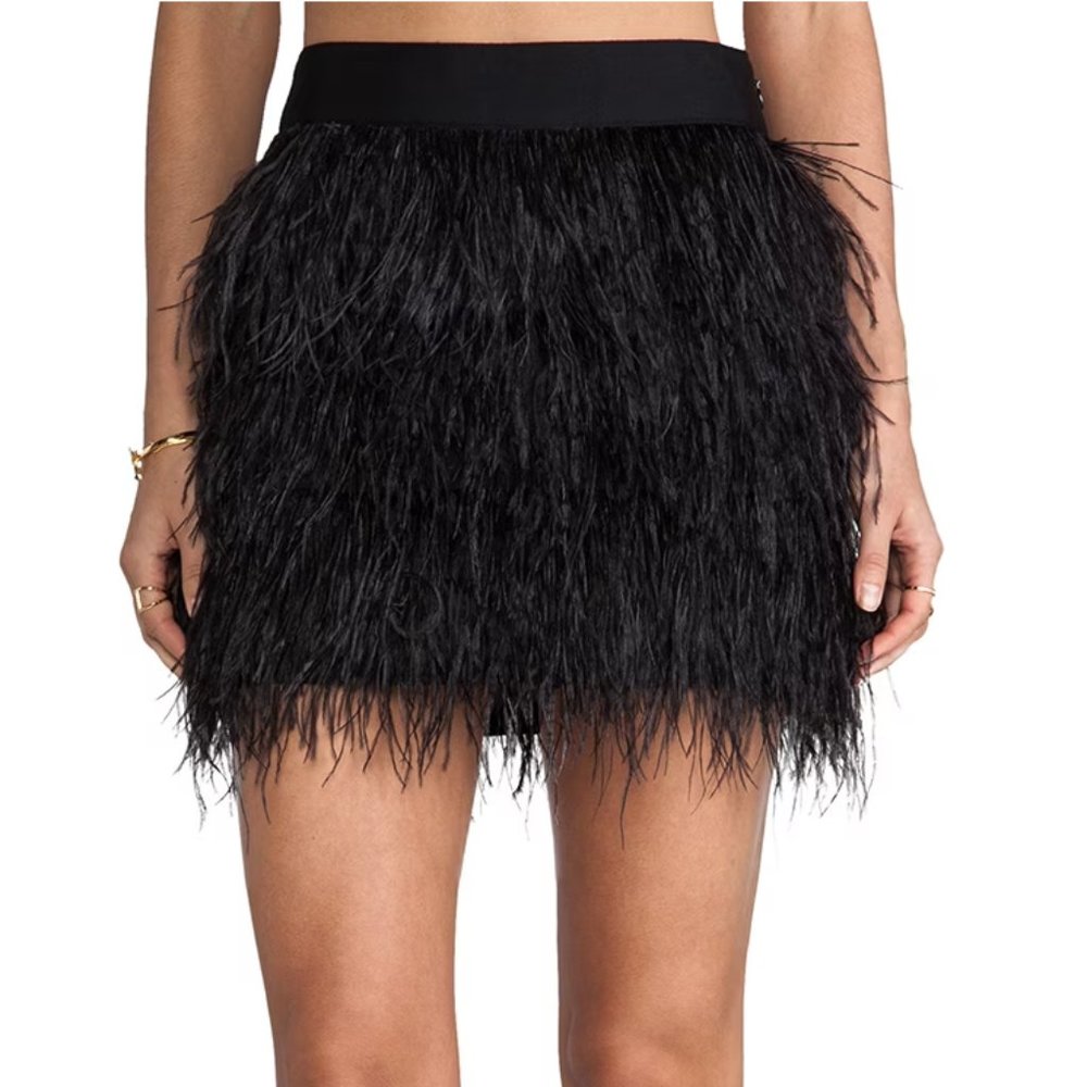 Milly Ostrich Feather Mini Skirt